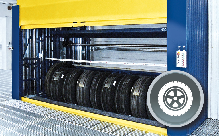 Space-saving storage solution for tyres